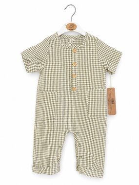 Liam & James 3-6M NWT Gingham Romper Organic Cotton Snap One Piece